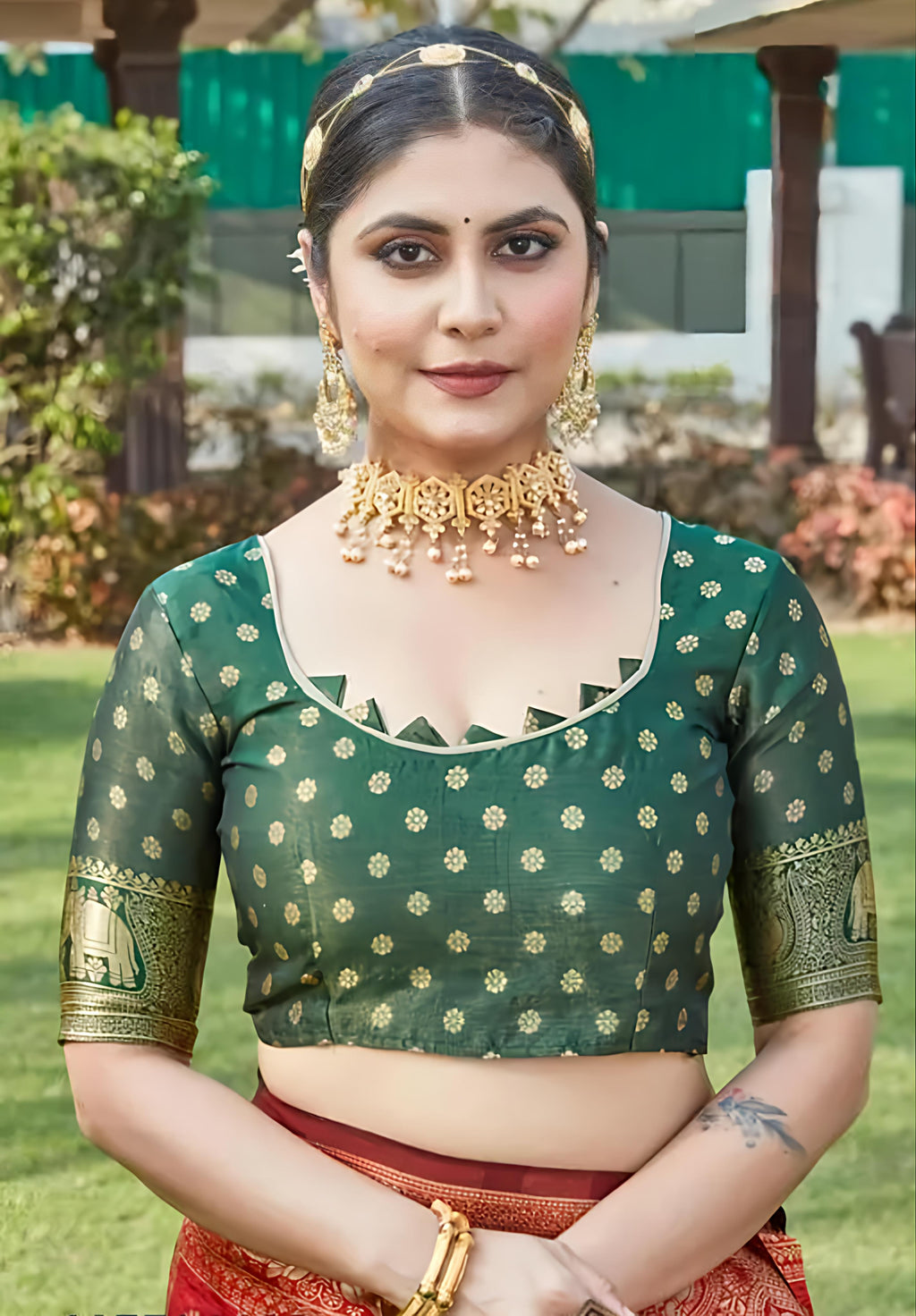 Cotton Silk Jacquard Saree With Unstitched Blouse