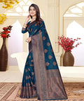 Blue Banarasi Kanjivaram Art Silk Saree For Women